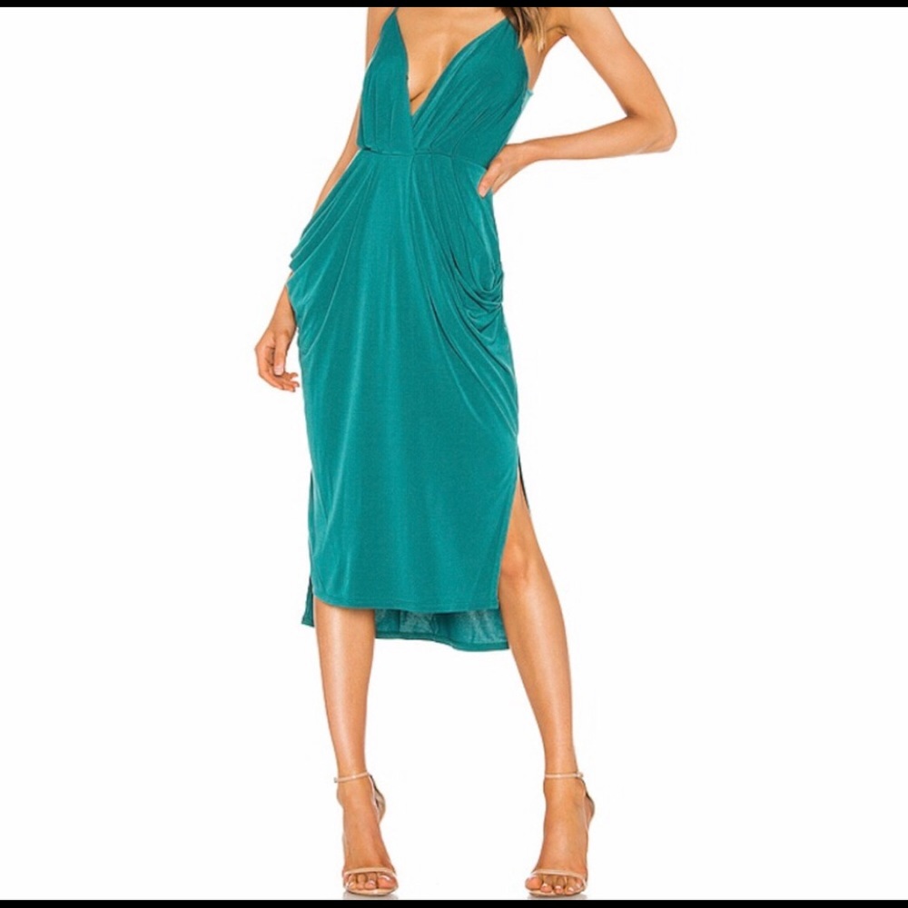 BCBGeneration green drape pocket midi dress
